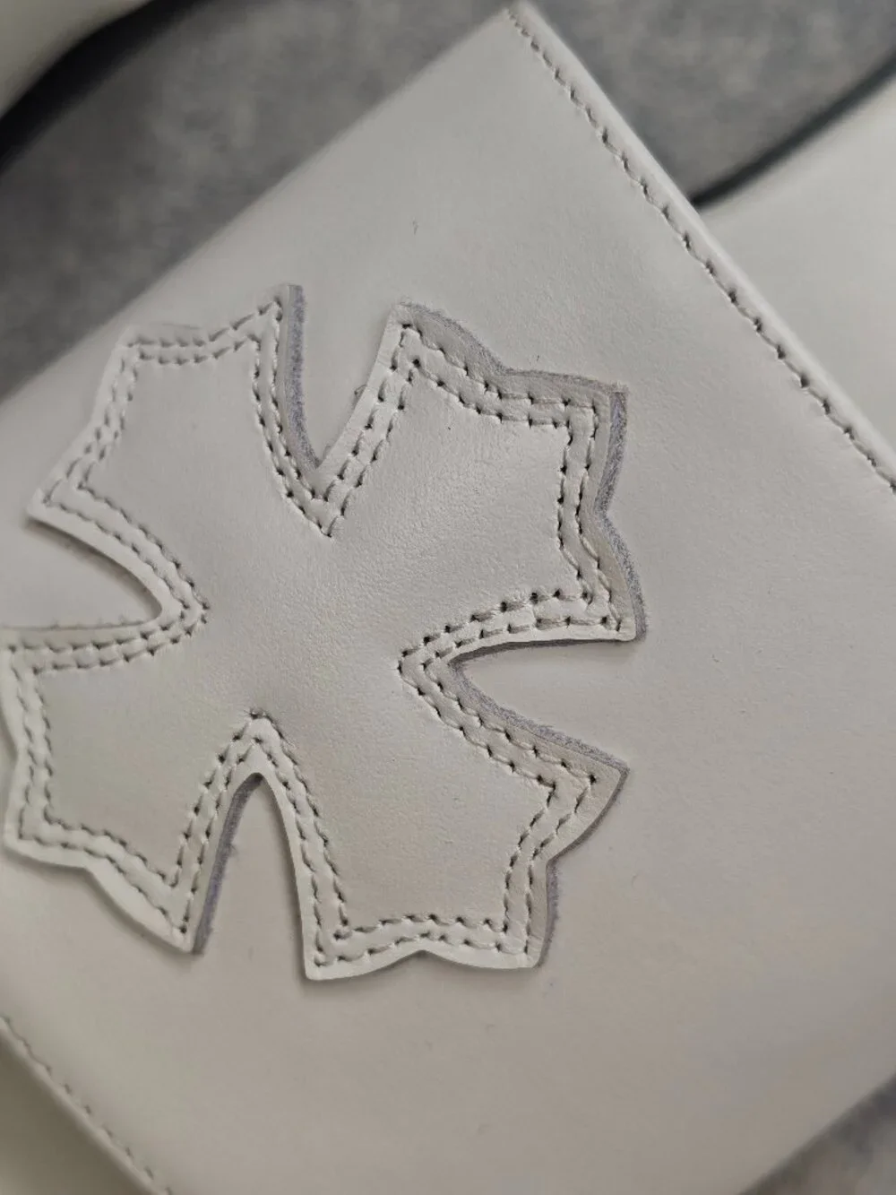 Chrome Hearts White Leather Plus Patch Slides, Cross Logo Sandals